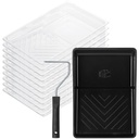 Conjunto de bandeja de rolo de pintura Bates- 6 polegadas, 12 pcs Kit de bandeja de plástico preto