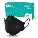 máscaras de rosto LEMENT KN95, 50 PCS máscara de poeira preta respirável para adulto, Teenager