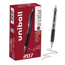 canetas de gel uniballTM 207, tinta preta, ponto médio de 0,7mm, retrátil, contagem de 12