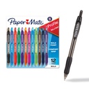 Papel Mate perfil canetas esferográficas retráteis, ponto negrito (1.4mm), cores variadas, 12 contagem - de volta à escola, escritório, fornecedores de professores