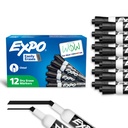 EXPO Dry Apagar marcadores, tinta baixa Odor, preto, chisel ponta, 12 contagem - quadro branco, calendário, organização, suprimentos essenciais para escritório, escola, sala de aula, professores