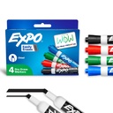 EXPO Dry Apagar marcadores, tinta baixa Odor, cores variadas, ponta de cinzel, 4 contagem - quadro branco, calendário, organização, suprimentos essenciais para escritório, escola, sala de aula, professores
