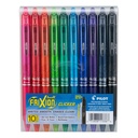 PILOT FriXion Clicker Gel tinta canetas 0,7 milímetros, cores variadas, 10-Pack