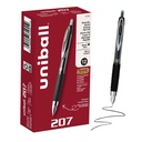 canetas de gel uniballTM 207, tinta preta, Micro Point 0,5mm, retrátil, 12 contagem