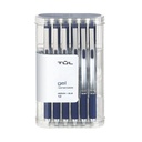 Canetas TUL Gel, Retráteis, Ponto Médio, 0,7 mm, Barril Cinzento, Tinta Azul, Embalagem de 12
