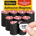 Ímãs adesivos flexíveis pegajosos para artesanato, 0,8"x0.08" (20x2mm), 120 pcs