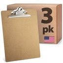 Clipboards de madeira reciclada Officemate, 3-Pack, 9x12.5-in, Rust-Resistant Clip
