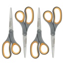 Westcott 8 polegadas de titânio ligado tesouras retas, alça macia, cinza / amarelo, 4-Pack