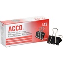 ACCO Binder Clips, Médio, Preto, 12 por caixa, 2 caixas (72062)