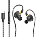 Sunce BassEngine Tipo C em fones de ouvido com fio de ouvido 14,2mm Dynamic Driver HD Mic Ergonomic Earbuds Anti Tangle TPE cabo em linha chamada de música controla som claro baixo profundo para uso diário ProSeries(Black)