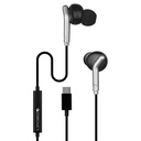 Zebronics tipo C fones de ouvido com fio, MIC na linha, Baixo profundo, cabo de 1,2m, 10mm de neodímio Driver, peso leve, design no ouvido, compatível com móvel, Tablet, Laptop (Bro C, Preto)