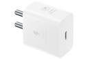 Samsung Original 25W Adaptador de viagem USB tipo C sem cabo para Pixel, Xiaomi, Motorola, iPhone, Samsung Galaxy Tab S/A Series, Galaxy S10/M54/M55/A80/A90/S25/S24, Branco
