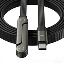 240W USB C para USB C cabo rápido com suporte de telefone invisível, 90° cabo plano