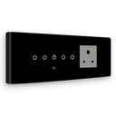 IOTICS Smart Wifi Switch Board: 4 x Switch e 1 Módulo de Plug inteligente. Controle de Toque, Remoto, Controle de Aplicativo. Controle de voz com Alexa & Assistente. Placa de interruptor de toque inteligente para automação doméstica (preto)