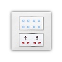 Smarteefi Touch 8 Port Modular Wifi Smart Switch Board, 6 Smart Switch, 2 Smart Plug, compatível com Alexa & Home, Branco (Tamanho: 8M-Square (154mmx160mmx40mm))