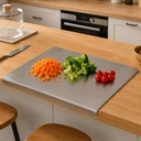 Nestasia Stainless Steel Counter Top Chopping Board (41.5cm x 29cm) | Anti-Slip Rustproof Reversible Cutting Board with Measurement Markings for Chopping Fruits & Vegetables