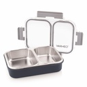 WARMEO BENTO Caixa de almoço de aço inoxidável seguro micro-ondas com 2 compartimentos, bpa Grátis,Perfeito para escritório, Escola, Viajar, 750ml-Grey