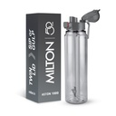 MILTON Aston 1000 BPA & BPS-free Water Bottle 1 ltr □ Food-Grade Plastic □ One-Click Open □ Leak-Proof □ Sip & Gulp Lid I Ideal para escritório, escola, faculdade, ginásio, cinza