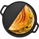 DOCAT Dosa Tawa 30 cm Tawa ferro pré-seasoned Tawa para Dosa, Roti, Chapati & Paratha 8 mm pesados, gás, indução, elétrico e OTG amigável            , 100% puro & livre de toxinas, sem revestimento químico
