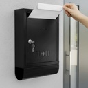 Plantex Letter Box/GI Steel Magazine Holder/Caixa de Reclamação & Sugestão Box for Office with Secure Lock and Keys/News Paper Holder/Mail Box/Post Box- (Black) Wall Mount