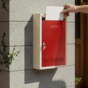 Caixa de Letra Plantex para Casa/GI Caixa de Correio de Aço/Caixa de Sugestão para Escritório/Caixa de Reclamação para Hote/Caixa Post para Casa Porta e com Fechamento Seguro - (Vermelho e Marfim) - Grande tamanho montado na parede