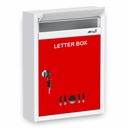 JD FRESH Wall Mount A4 Tamanho caixa de carta / caixa de e-mail / caixa de sugestão / caixa de reclamação para escritório / caixa de correio para portão de casa com janela clara vista e bloqueio de chave segura - (Vermelho & Marfim)