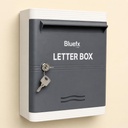 “Caixa de sugestão de caixa de carta de plástico ABS para casa, escritório e porta – Caixa de correio tamanho A4 com fechadura e chave, à prova de tempo, caixa de correio de montagem de parede durável” (Branco Cinza)