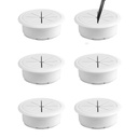 Sorplex 6Pcs 2-Inch Circular Desk Cable Grommets, Table Hole Cover, Branco