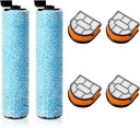 WD161 Roller and Filter For Shark HydroVac MessMaster Wet Dry Vacuum Cleaner WD161 WD261 AW261 (2 Brush 4 Foam Filter Kit)
