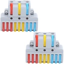 Conector de cabo de arame - 3 a 9 Terminais de Condutor Inline Push-in - Spring Lock Lever para conexão de cabo - Wire Connector Terminal Block (2pcs, 3 a 9 Inline, Multi)