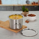 Topo de aço inoxidável de MIKARA com tampa Plana inferior Patila Utensílios de cozinha pesados para uso de gás e indução Ou Fio de cozinha forte, durável e multiuso. Salvamento de espaço (750 ml)