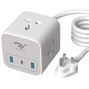Wayona Power Strip Cube com 3 Sockets Universal PD USB C 20W e USB uma placa de extensão multiplug