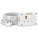 BITCORP 16A to 6A Power Extension Board Conversor com 1 Socket 1 Switch, 2500W, 1 medidor de 1,5mm de cabo elétrico para AC, refrigerador, carregador EV, aquecedor de água