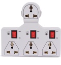 Placa de extensão multi-Plug, 2 peças, 3 meias de saída com interruptores individuais, indicadores LED, branco, compatibilidade universal, plástico resistente ao fogo