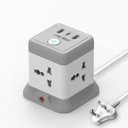Placas de extensão de um cubo de batida com meias universais e portas de carregamento USB com tomada indicador Socket (Cube 4 Socket + 2 USB + 1 Tipo C)