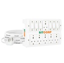 Bitcorp 2500W Power Strip, 6A Universal Extension Board com 6 Socket 6 Switch, Surge Protector, 1 Metro Cord para Gadgets Home, Escritório, Geladeira, Refrigerador, Ar Condicionador (White) 220V