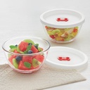 Borosil 500ml (2pc) Serving & Misture Bowl with Lid Set □ Made in India Borosilicate Glass Bowl for Kitchen & Dinning □ Bowl for Mistureing Dough, Salad, Batter