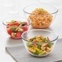 Borosil 500ml + 750ml + 1L (3pc) Conjunto de tigela de mistura e serviço □ Made in India Borosilicate Glass Bowl for Kitchen & Dinning □ Bowl for Mixing Dough, Salad, Batter .