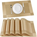 P-Plus International Placemats Set of 6 Dining Table Place Mats □ Placemats Table Mat Material de PVC □ Não-deslize Resistente ao calor □ Jantar Tablemats Lavável Anti-Skid Tamanho 45 x 30cm (ouro) Vinyl