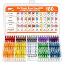 180PCS Car Fuse Set Kit with Puller and Fuse Wire – Mini, Standard, Micro Blade Fuses Assortment (2A 3A 5A 7.5A 10A 15A 20A 25A 30A 35A 40A) for Auto, Truck, SUV, RV, Boat, Motorcycle