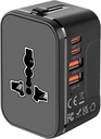 rts PD20W (2 Tipo C 2 USB) Essencial de viagem Adaptador de viagem universal com 1920W Heavy Duty Power Construído em USB dupla & tipo C Fast Charger Ports Plug International All in One Portable Travel Adapter