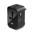 Adaptador de viagem universal GM 3064 com saída de potência 240V, USB Tipo C (3.1A) & Tipo A (2.1A) Portas, LED Indicador - Carregador Internacional para 150+ Países (EUA, Reino Unido, UE, AUS) - Preto