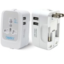 Ceptics Universal Japan Travel Adapter, 3 em 1 Índia para Japão Plug Adapter, Universal Travel Accessories 2 USB 2.4A, 100-250 Tensão Carregador de Viagem, Universal Charger Adapter, Branco
