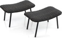 Tangkula Set of 2 Patio Ottomans, Multipurpose Rattan Ottomans w/Padded Quick Dry Foam & Heavy-Duty Metal Legs, Outdoor Wicker Footrest Extra Seating for Poolside, Backyard All Weather Resistant