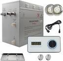 Superior Encore 12 kW Steam Shower Generator Kit with Horizontal White Keypad, Drip Pan & White Lights | Self-Draining Steam Bath Generator | One-click Connection Cord | Aromatherapy |