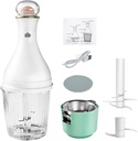 Multifunctional Meat Grinder Vegetable Chopper with 550ml/18.6oz Container 6 2 Dual Head Built-in 2000mAh Reable Electric Mini Food Processor with 3x150ml/5oz Bowl -Slip Mat