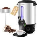 Commercial Coffee Urn, 110 Cup 1300W Hot Water Urn, 16L Large Coffee Maker, Dual Wall Stainless Steel Pot Hot Beverage Dispenser with Filter Basket & Temp Control for Catering, Business, Party