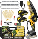 XSEYE Mini Chainsaw Cordless 6", Battery Powered Electric Handheld Chain Saw with Battery & Charger, for Wood Cutter Branch Tree Trimming Gardening Tool, Husband Birthday Gifts for Men Dad Christmas