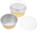 ABOOFAN 25pcs Gold Aluminum Foil Dessert Cups with Transparent Lids Multipurpose Cake Holders for Ice Cream Mousse Yogurt Pudding and Pastries Safe for Bakery Restaurant and Home Use