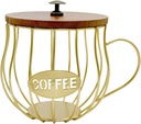 Coffee Pod Holder, Container Metal Wire Large Capacity Cup Shaped Organizer Storage Basket for Kitchen Counter, Desktop, Gold